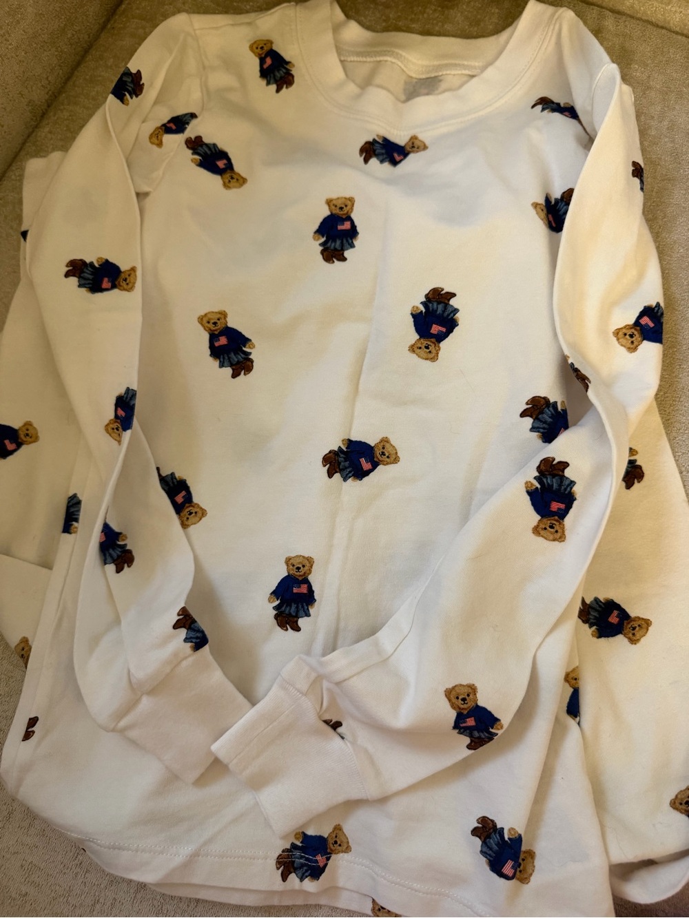 Polo by Ralph Lauren White Long-Sleeve Tee with Polo Bear Print